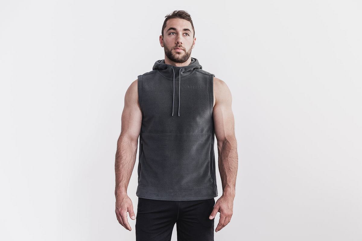 Nobull Arctic Sleeveless Men\'s Pullover Dark Grey | Australia (EA2317)